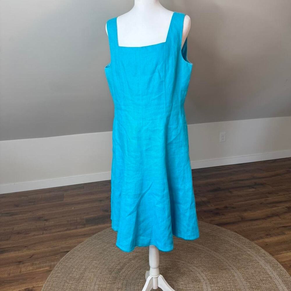 Talbots Petites Turquoise Irish Linen Dress | Size 14 |‎ Coastal Classic